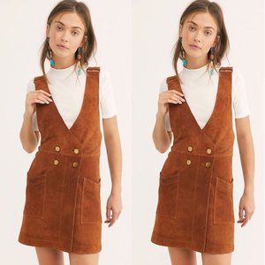 Free People Canyonlands Suede Leather Jumper Honey Tan Size Medium